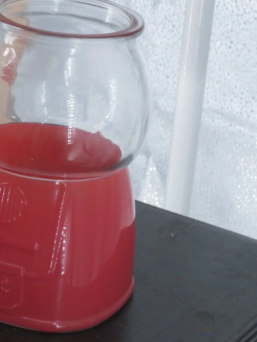 gumball machine candy jar red glass 8 in retro style canister container 5 cent